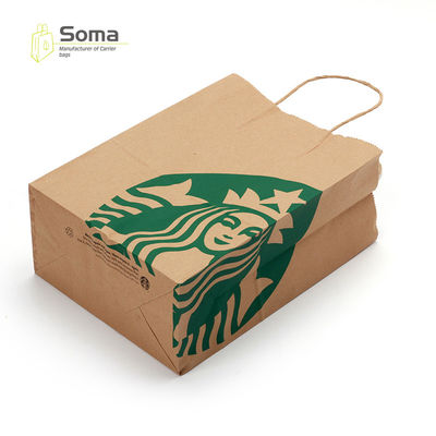 100% Recyclable Shopping Gift Brown Kraft Paper Grocery Bag