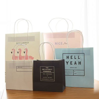 Eco Friendly Gift Shopping Handle 150GSM Printed Kraft Paper Bags