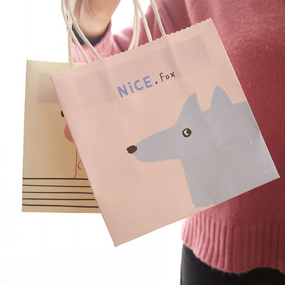 Eco Friendly Gift Shopping Handle 150GSM Printed Kraft Paper Bags